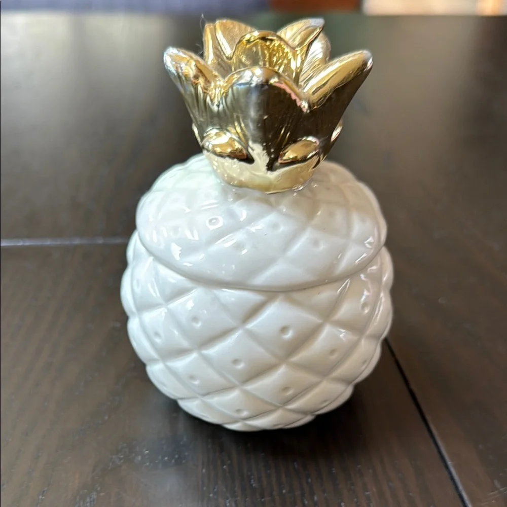 NWT WEST ELM Gold and Cream Pineapple Decorative Accent